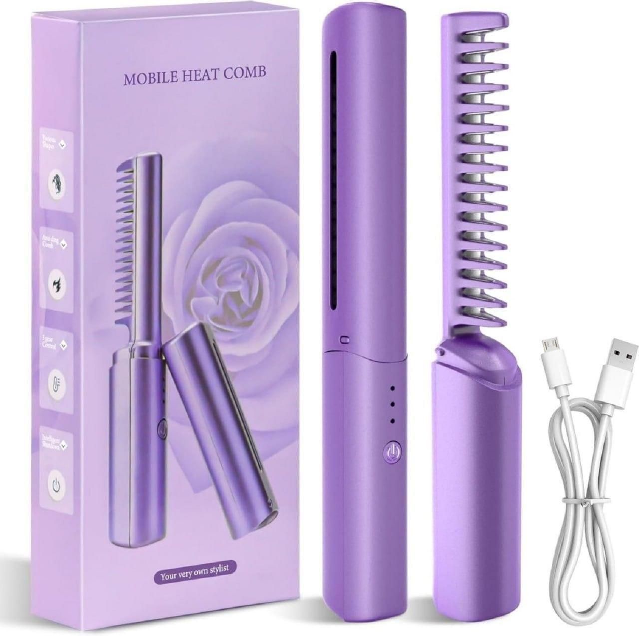 Meneflix Cordless Mini Rechargeable Hair Straightener & Hot Comb